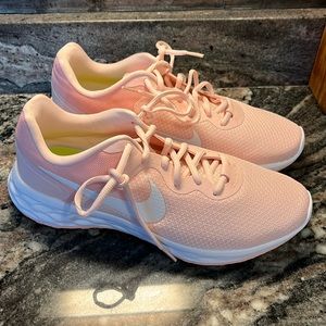 New Nike Pink and White Revolution 6 Next Nature Road Running Shoes (Size 10W)